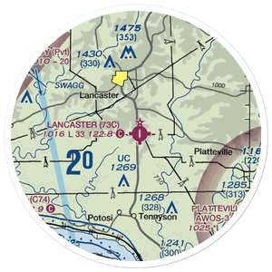 Lancaster Municipal Airport (73C) VFR Sectional Sticker (20 mile)