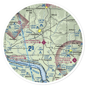 Lancaster Municipal Airport (73C) VFR Sectional Sticker (30 mile)