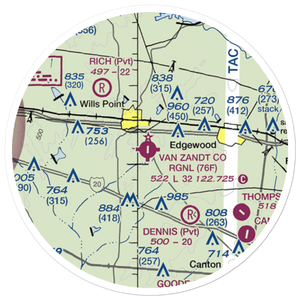 Van Zandt County Regional Airport (76F) VFR Sectional Sticker (20 mile)