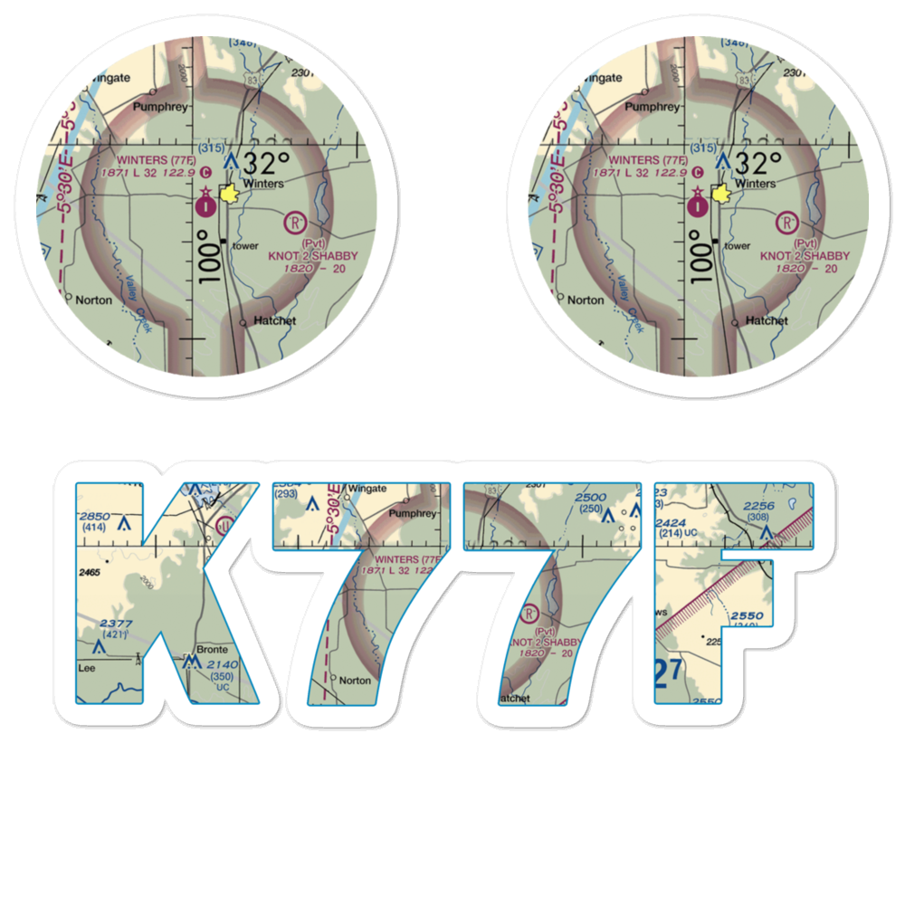 Winters Municipal Airport (77F) VFR Sectional Sticker Pack 