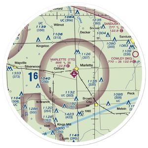 Marlette Township Airport (77G) VFR Sectional Sticker (30 mile)