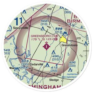 Greensboro Municipal Airport (7A0) VFR Sectional Sticker (20 mile)