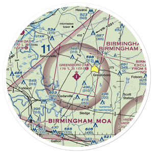 Greensboro Municipal Airport (7A0) VFR Sectional Sticker (30 mile)