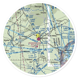 Roanoke Municipal Airport (7A5) VFR Sectional Sticker (30 mile)