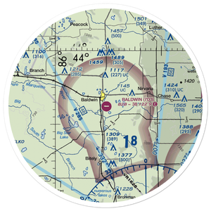 Baldwin Municipal Airport (7D3) VFR Sectional Sticker (30 mile)