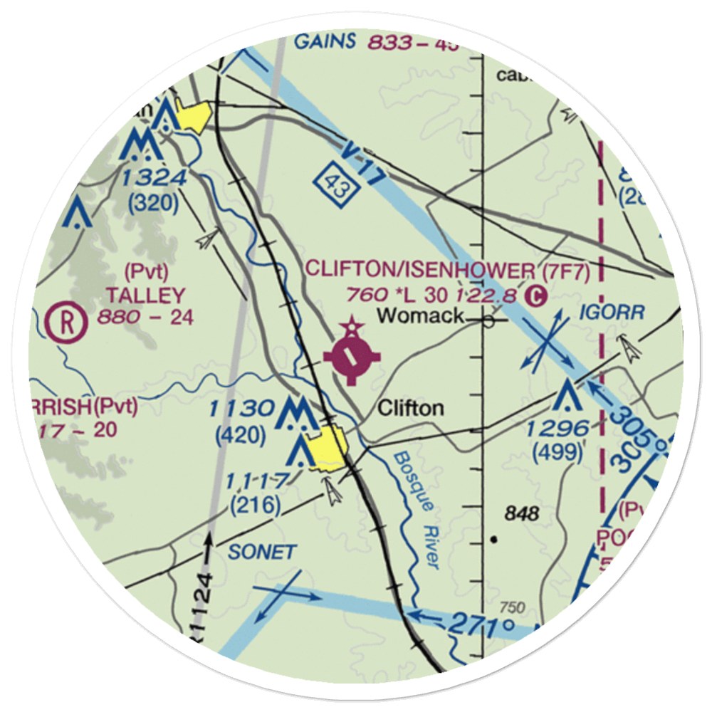 Clifton Municipal Isenhower Field (7F7) VFR Sectional Sticker (20 mile) 