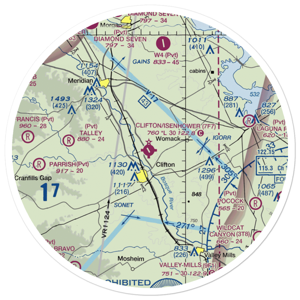 Clifton Municipal Isenhower Field (7F7) VFR Sectional Sticker (30 mile) 