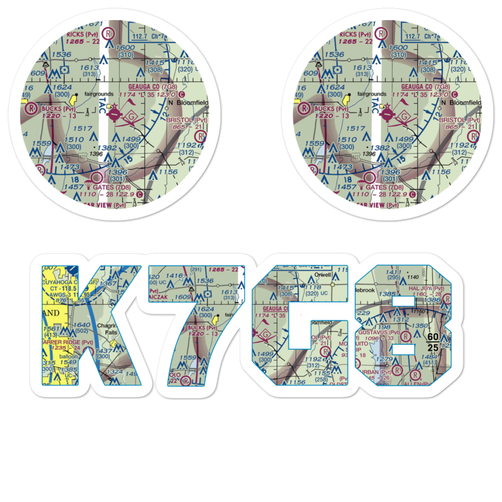 Geauga County Airport (7G8) VFR Sectional Sticker Pack 