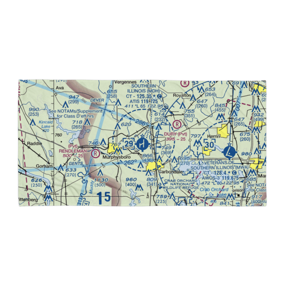 Southern Illinois Airport (MDH) VFR Sectional Towel 