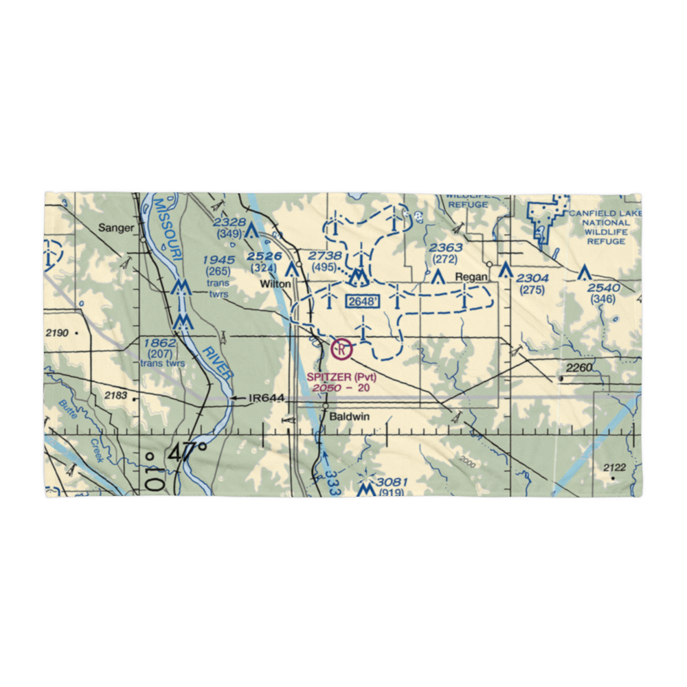 Spitzer Airport (ND80) VFR Sectional Towel 