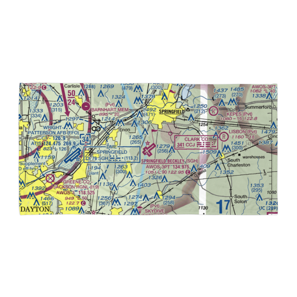 Springfield-Beckley Municipal Airport (SGH) VFR Sectional Towel 