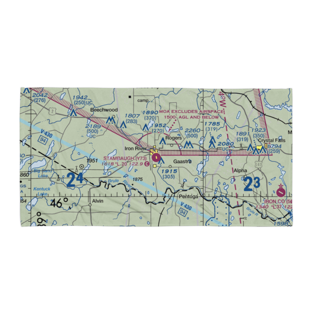 Stambaugh Airport (Y73) VFR Sectional Towel 