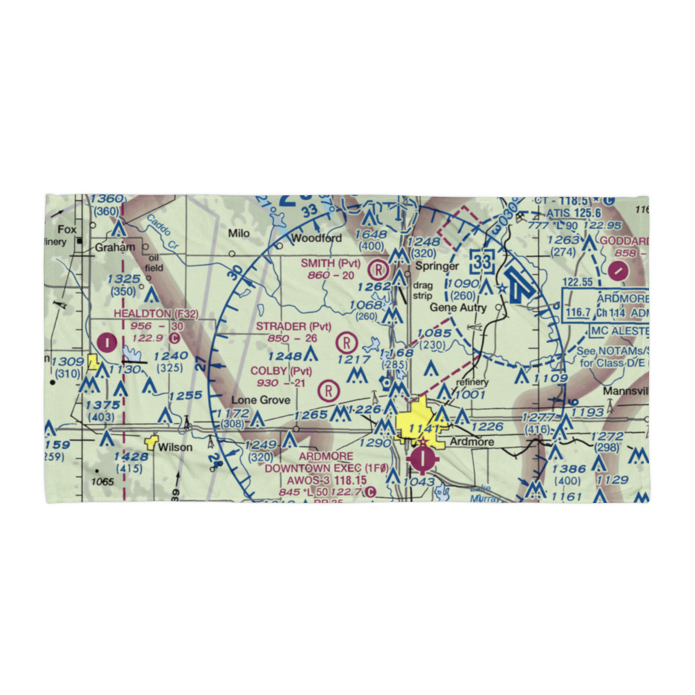 Strader Ranch Airport (OK62) VFR Sectional Towel 