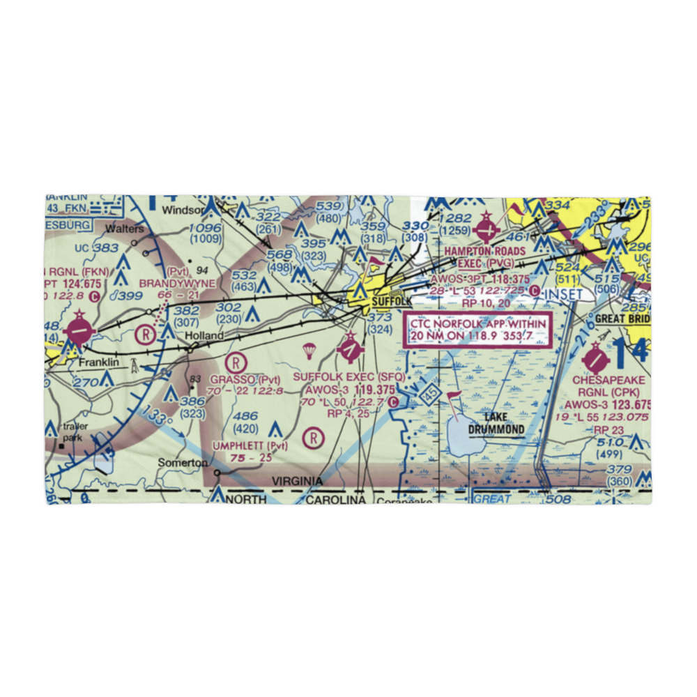 Suffolk Executive Airport (SFQ) VFR Sectional Towel 