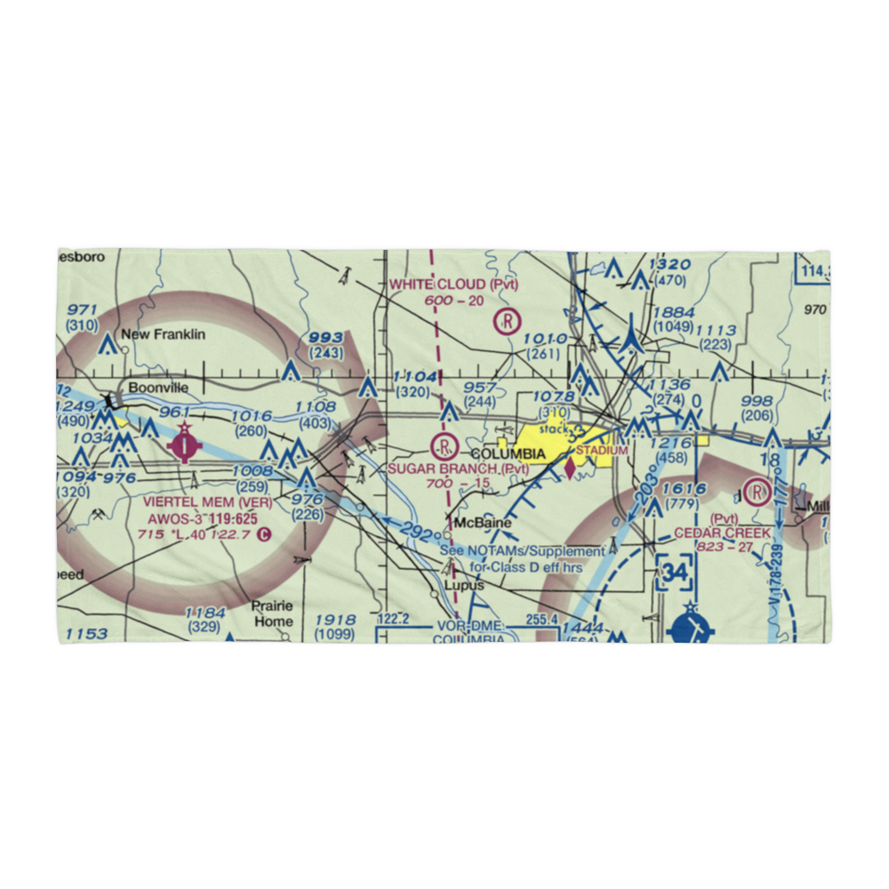Sugar Branch Airport (MU32) VFR Sectional Towel 