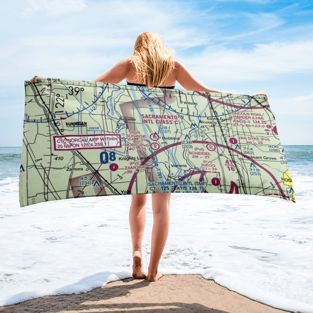 Sunrise Dusters Airport (CA18) VFR Sectional Towel 