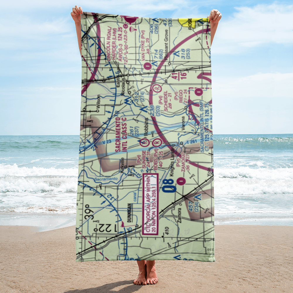 Sunrise Dusters Airport (CA18) VFR Sectional Towel 