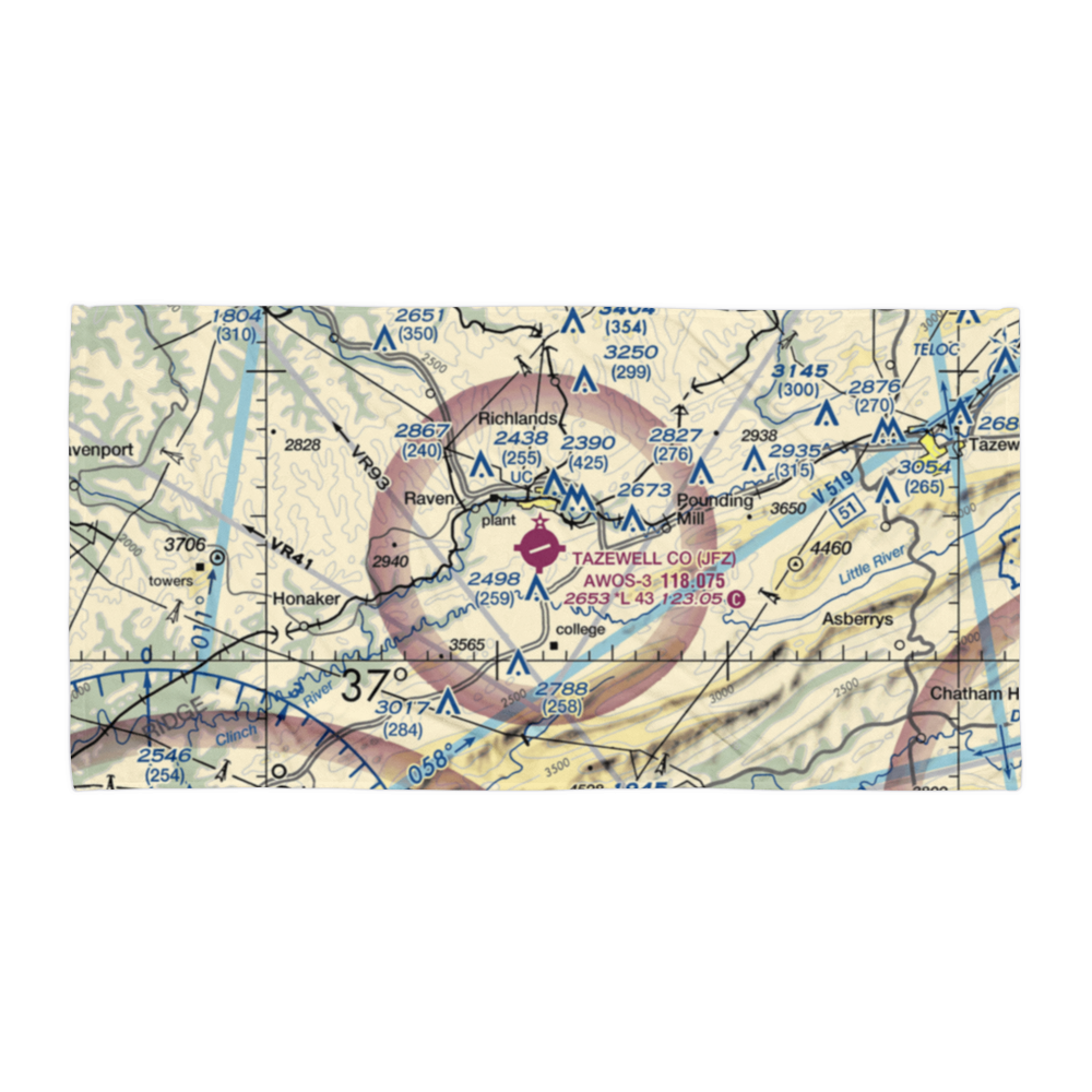 Tazewell County Airport (JFZ) VFR Sectional Towel 