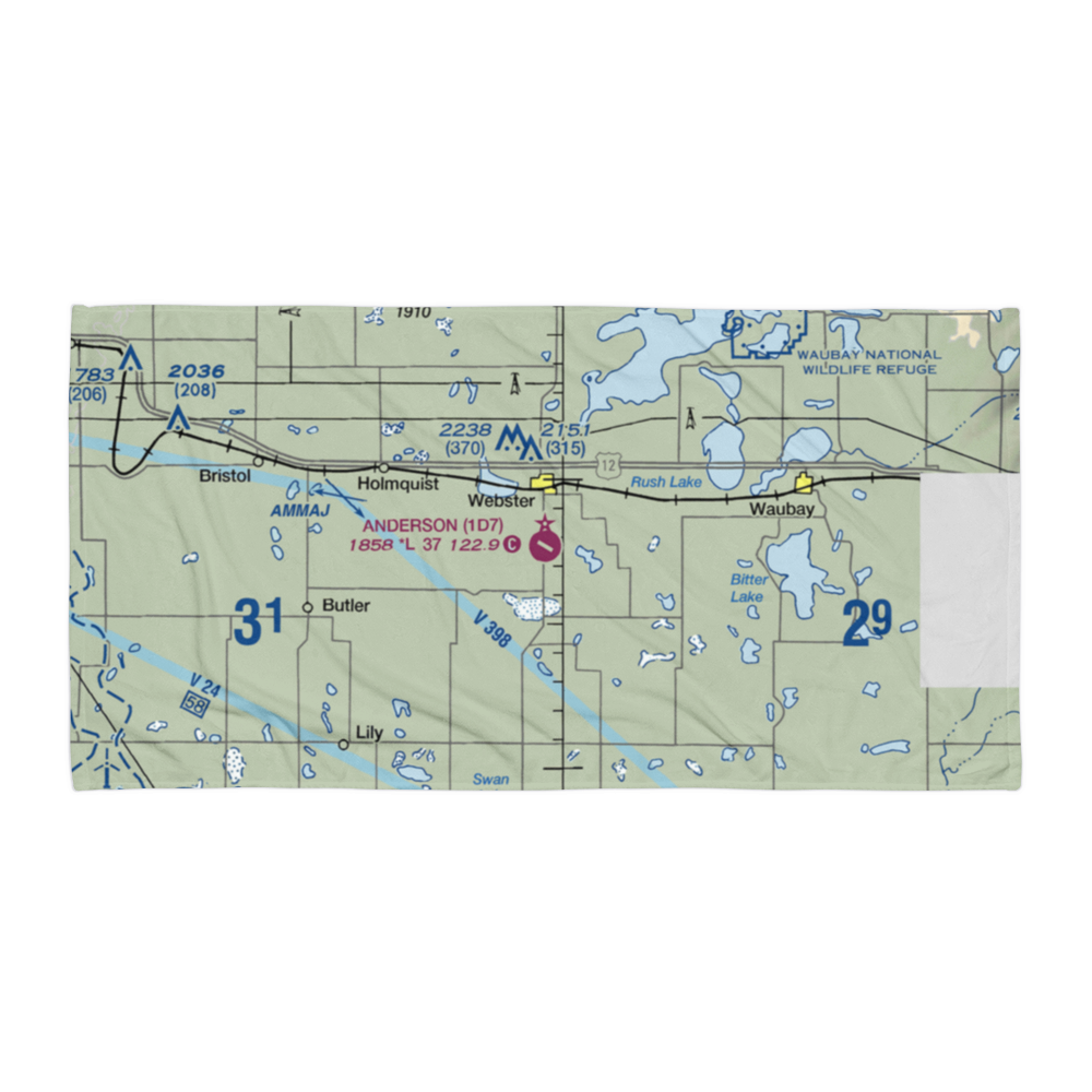 The Sigurd Anderson Airport (1D7) VFR Sectional Towel 