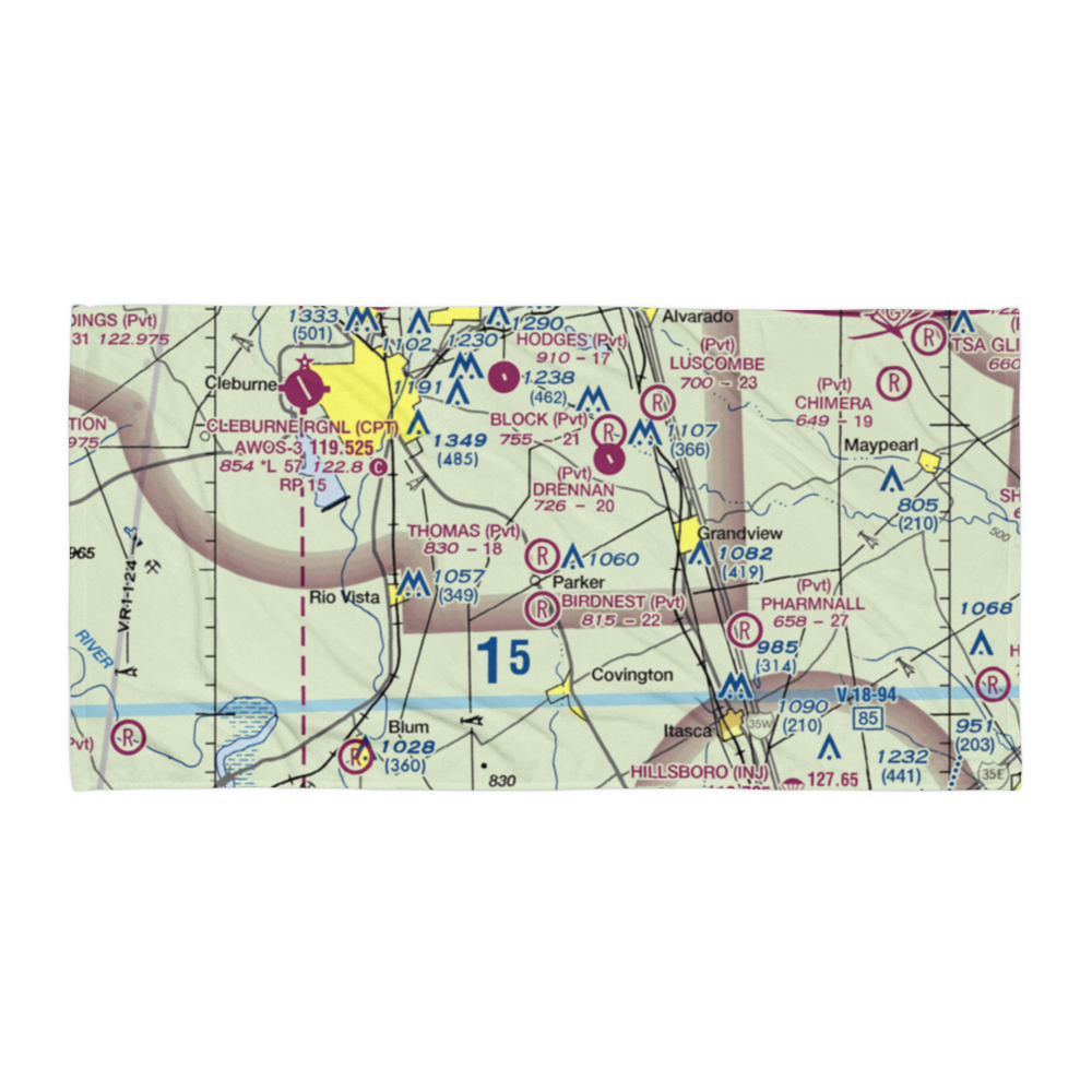 Thomas Flying Field (TX74) VFR Sectional Towel 