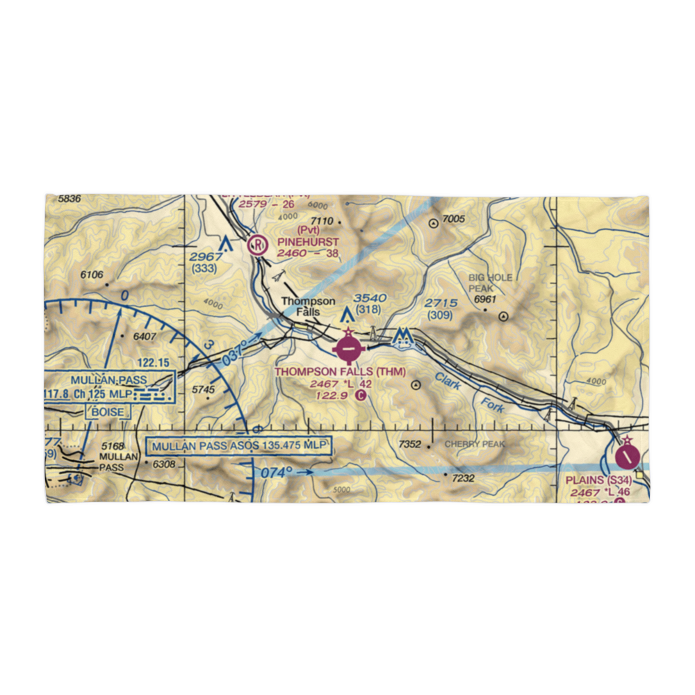 Thompson Falls Airport (THM) VFR Sectional Towel 