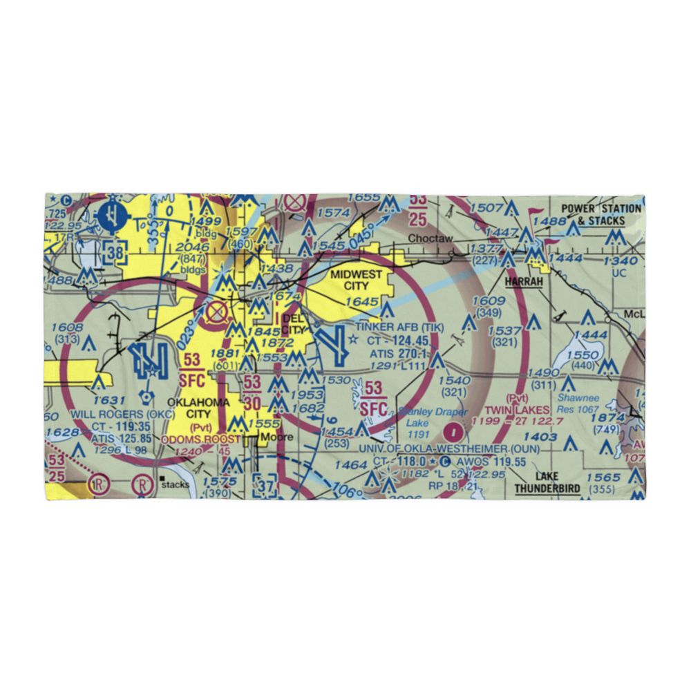 Tinker Air Force Base (TIK) VFR Sectional Towel 