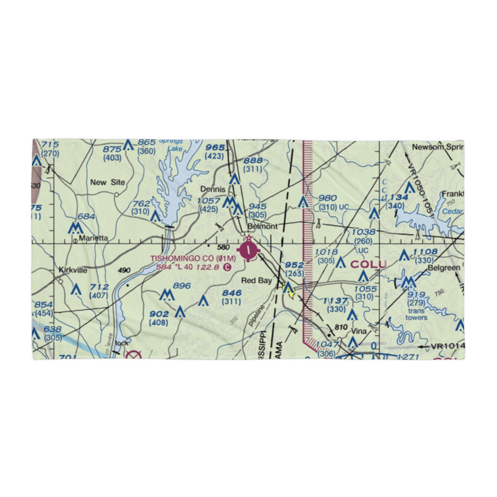 Tishomingo County Airport (01M) VFR Sectional Towel 