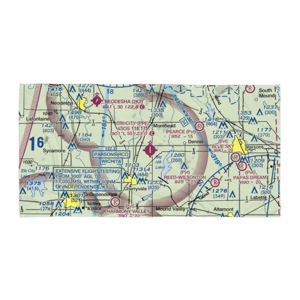 Tri-City Airport (PPF) VFR Sectional Towel 