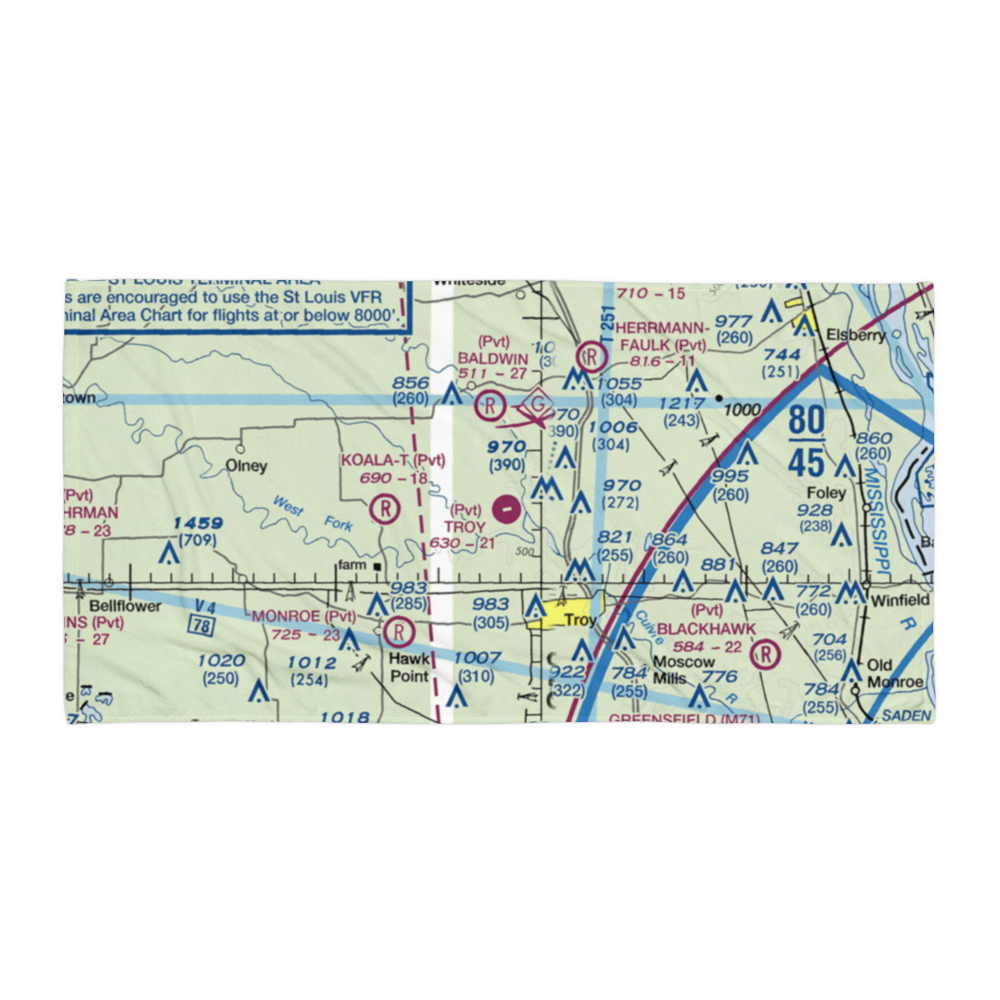 Troy Airpark (02MO) VFR Sectional Towel 