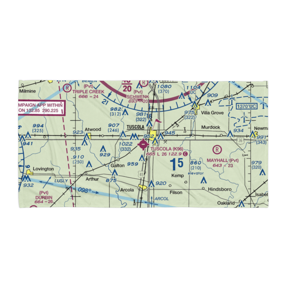 Tuscola Airport (K96) VFR Sectional Towel 