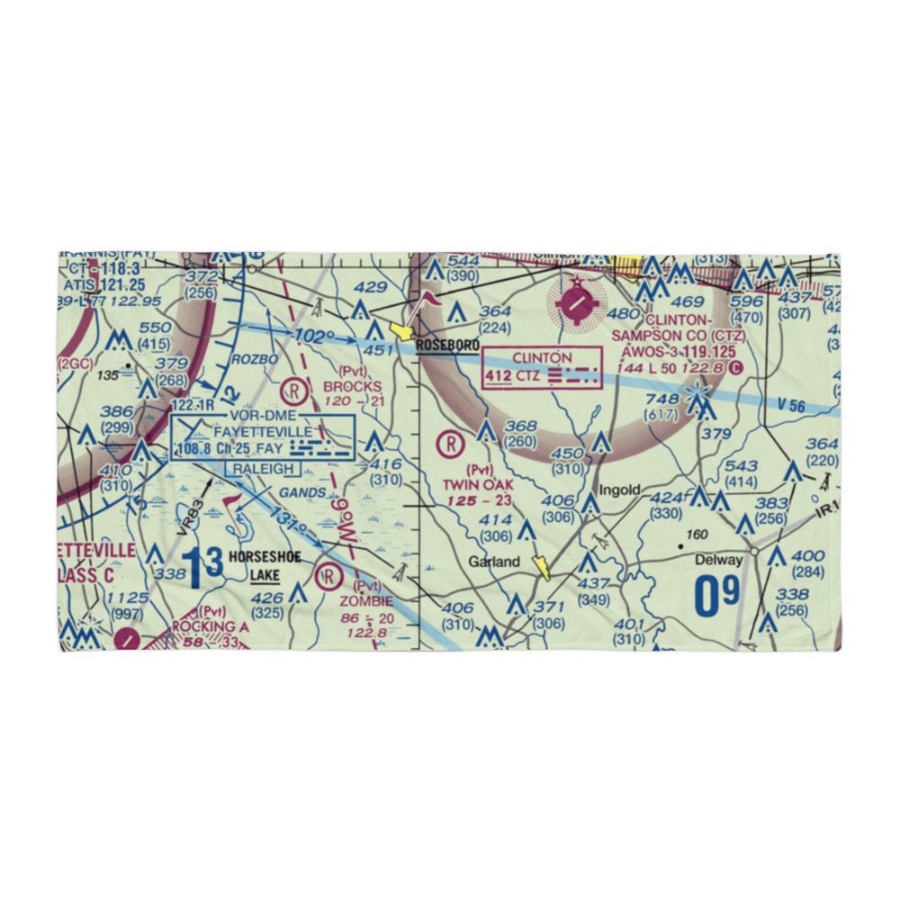Twin Oak Airport (NC69) VFR Sectional Towel 