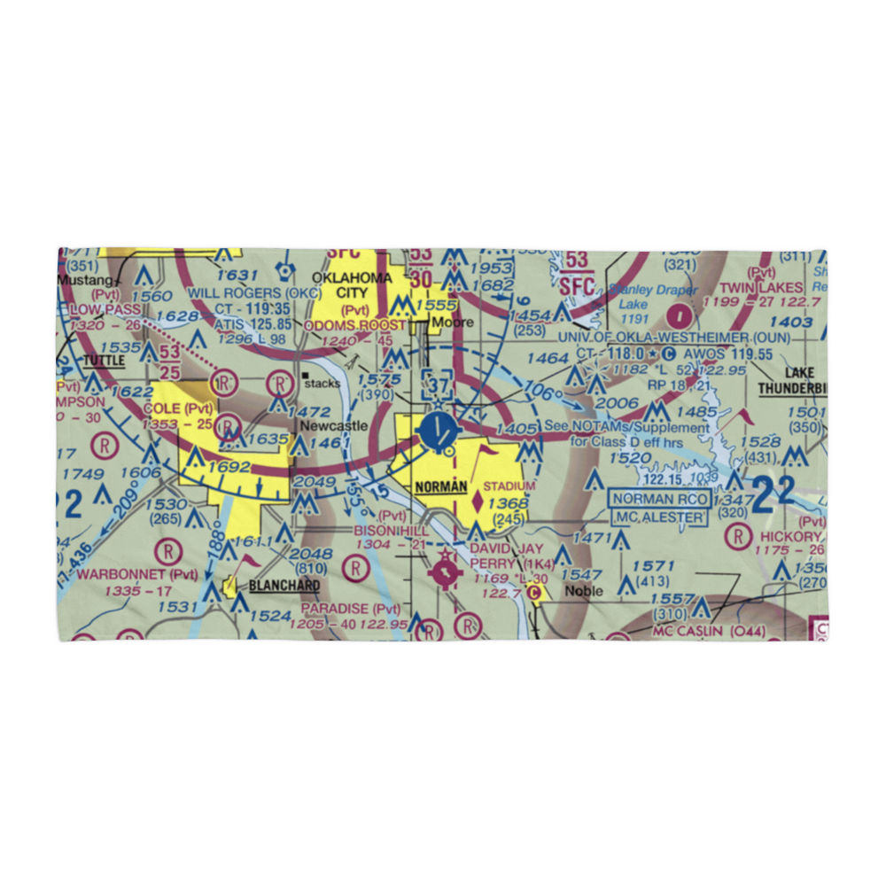 University of Oklahoma Westheimer Airport (OUN) VFR Sectional Towel 