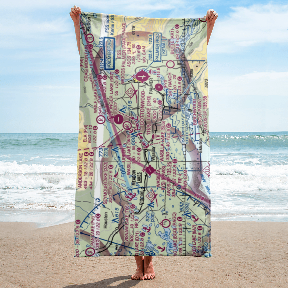 Upper Wasilla Lake Seaplane Base (3K9) VFR Sectional Towel 