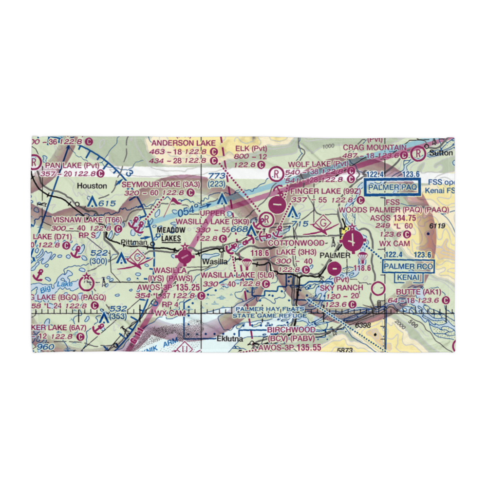 Upper Wasilla Lake Seaplane Base (3K9) VFR Sectional Towel 