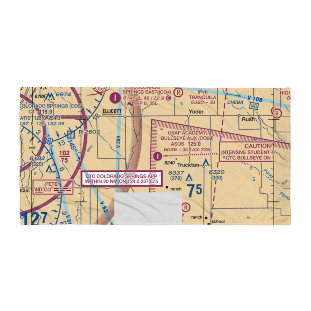 Usaf Academy Bullseye Aux Airstrip (CO90) VFR Sectional Towel 