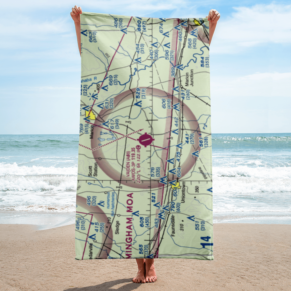 Vaiden Field (A08) VFR Sectional Towel 