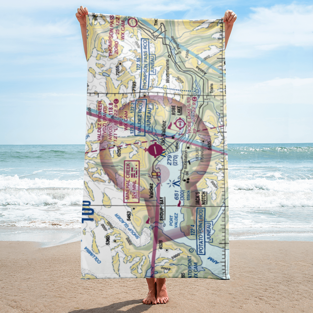 Valdez Pioneer Field (VDZ) VFR Sectional Towel 