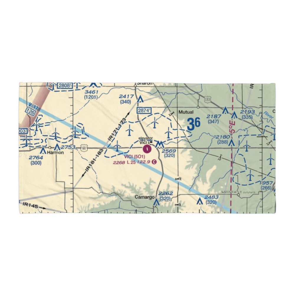 Vici Municipal Airport (5O1) VFR Sectional Towel 