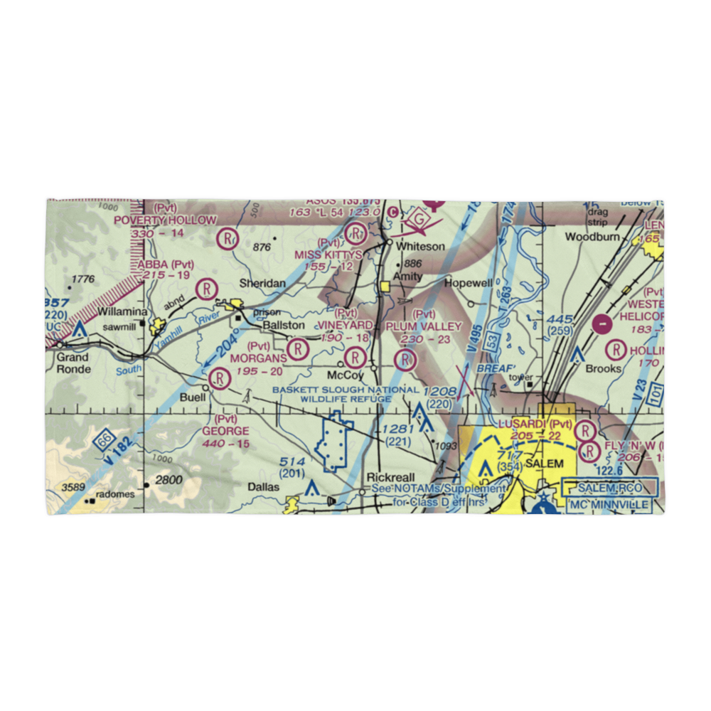 Vineyard Airport (OR95) VFR Sectional Towel 