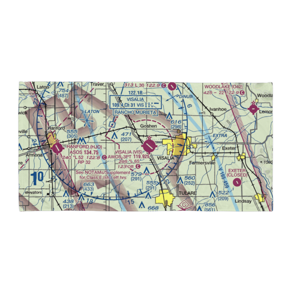 Visalia Municipal Airport (VIS) VFR Sectional Towel 