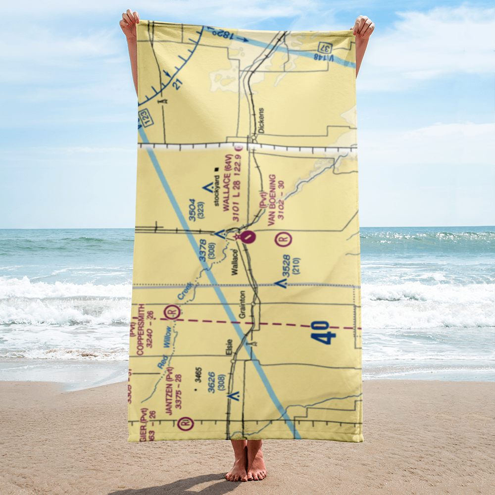 Wallace Municipal Airport (64V) VFR Sectional Towel 
