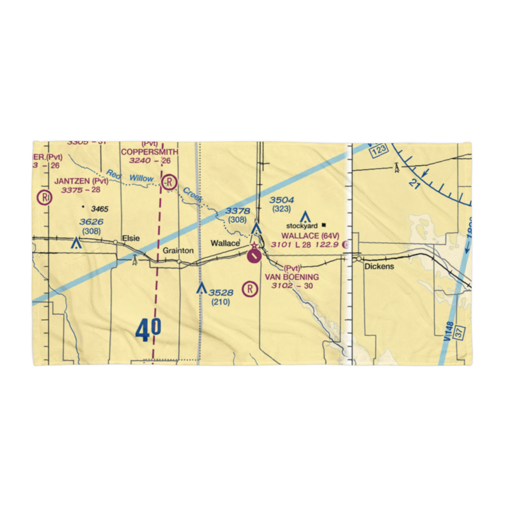 Wallace Municipal Airport (64V) VFR Sectional Towel 