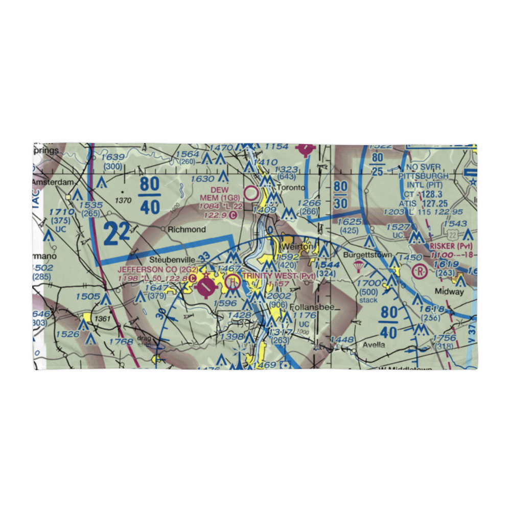 Weirton - Steubenville Seaplane Base (WV42) VFR Sectional Towel 