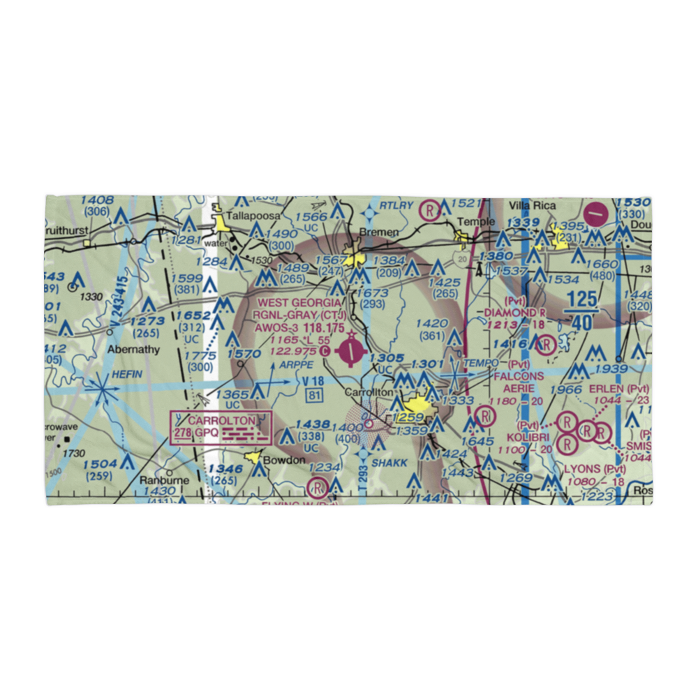 West Georgia Regional O V Gray Field (CTJ) VFR Sectional Towel 