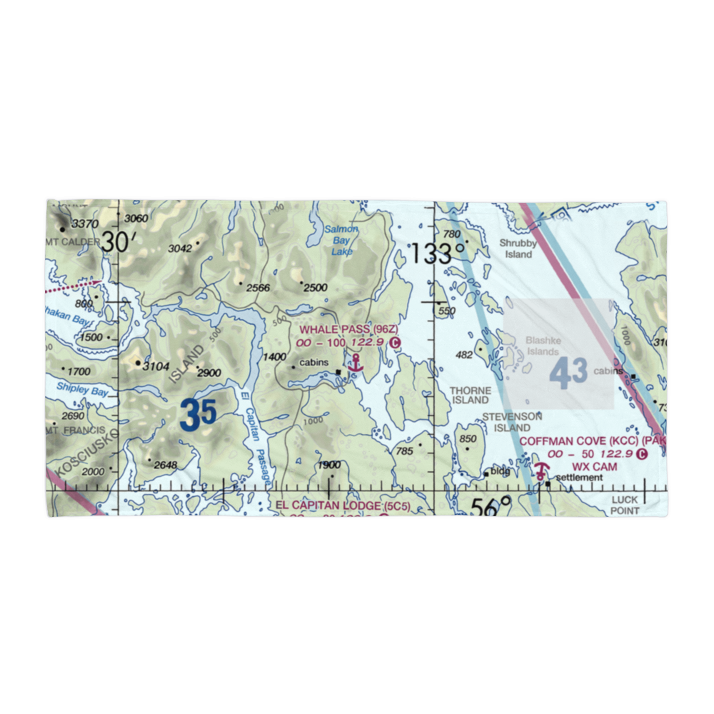 Whale Pass Seaplane Float Harbor Facility (96Z) VFR Sectional Towel 