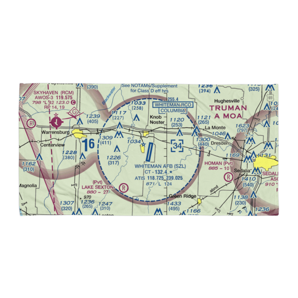 Whiteman Air Force Base (SZL) VFR Sectional Towel 