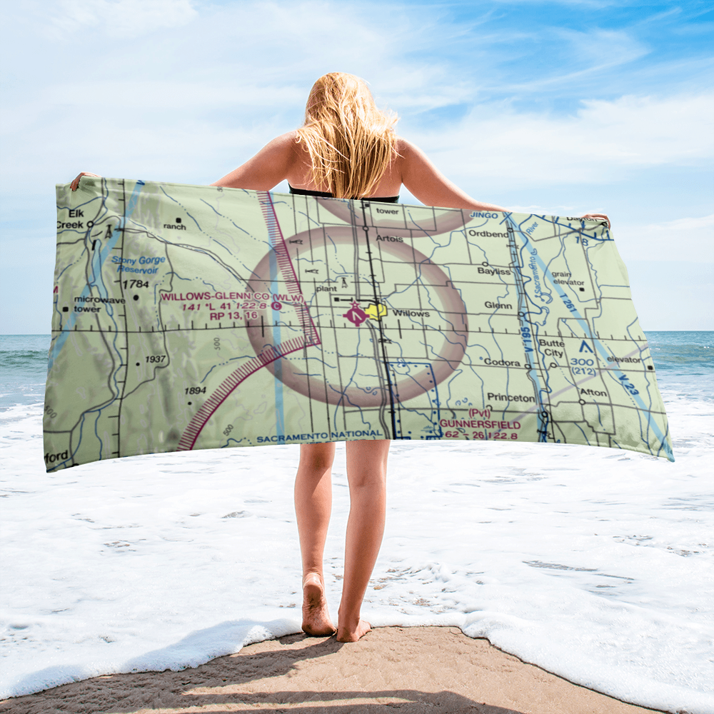 Willows Glenn County Airport (WLW) VFR Sectional Towel 