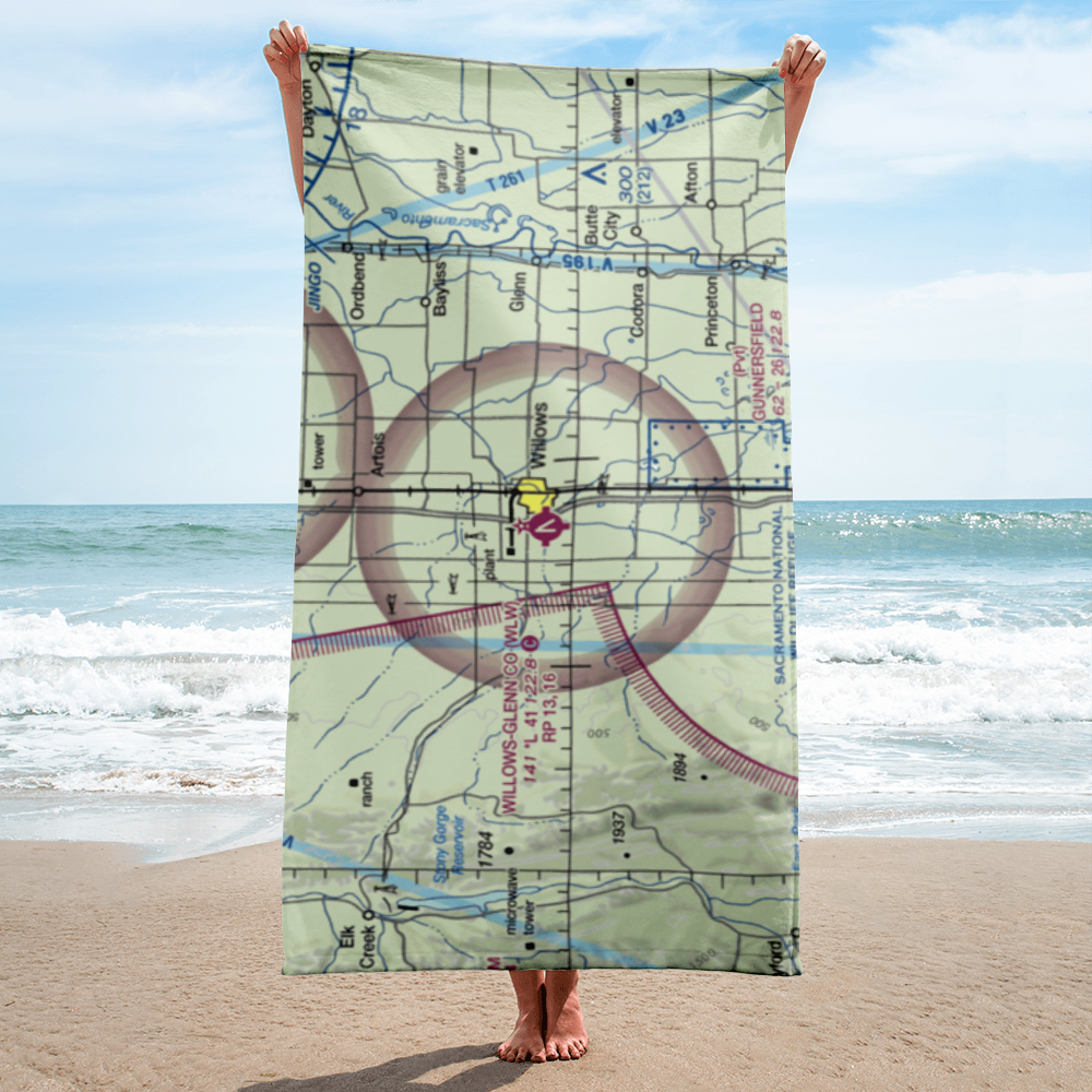 Willows Glenn County Airport (WLW) VFR Sectional Towel 