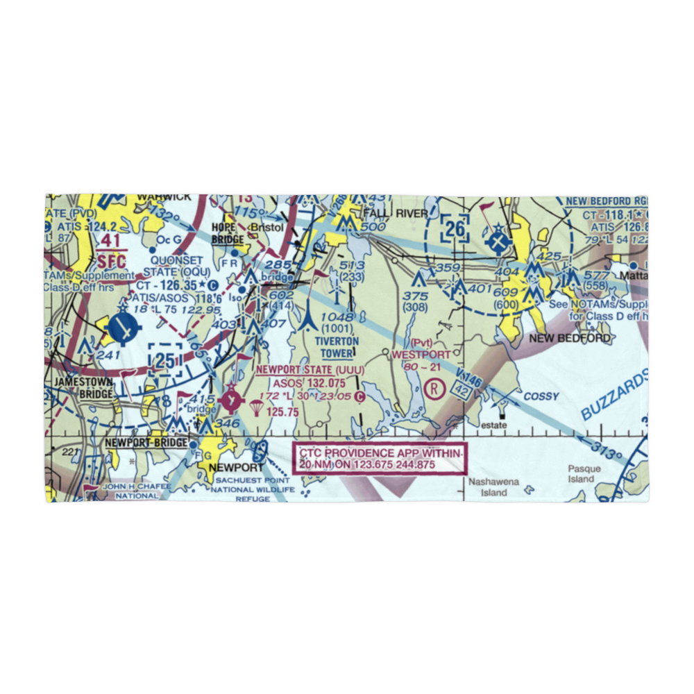 Wing-Over Farm Airport (RI07) VFR Sectional Towel 