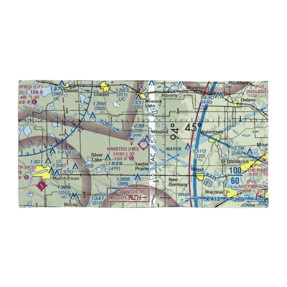 Winsted Municipal Airport (10D) VFR Sectional Towel 